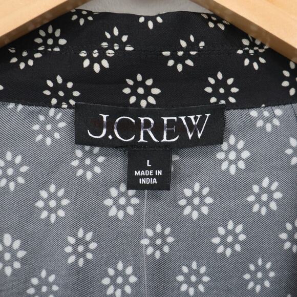 J.Crew Womens Camp Collar Button Up Shirt Block Print Faded Black Size Large NWT - Picture 4 of 13